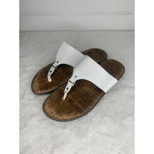 White Aerosoles Womens Cork Sole Slide Sandals Size 9.5